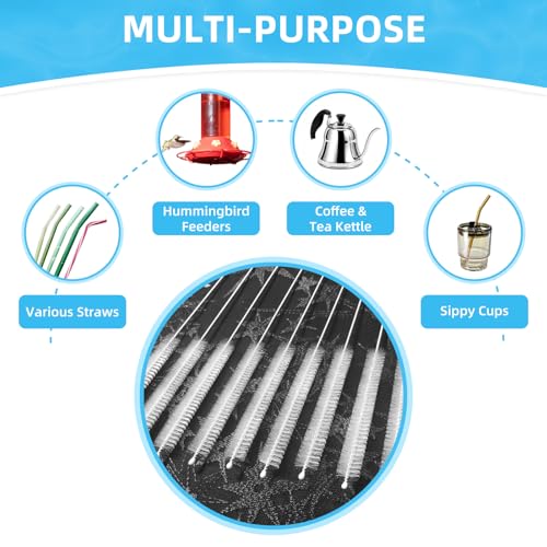 Cleaning Brushes for Reusable Drinking Straws, Set of 5, Long Wire Handle, Bottle and Straw Cleaner for Stanley Mug, Sippy Cup, Water Bottle and Tubes, Reusable and Flexible - color: white01