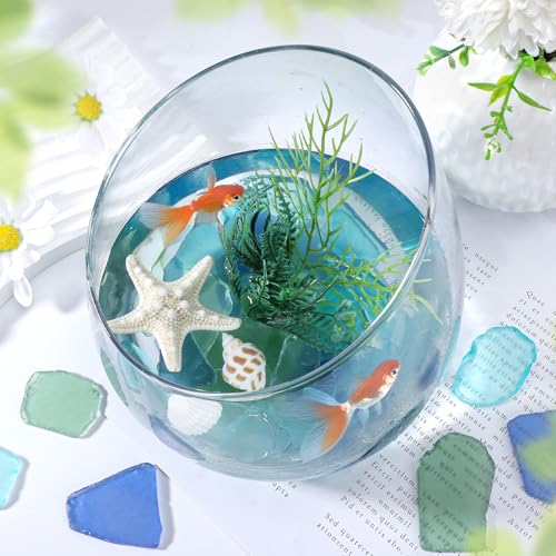 SUREAM Glass Pieces for Crafts, Multiple Color Sea Glass Beads for Aquarium Nautical Décor, Seaglass Art for Christmas Tree Decor(Blue+Green+White) - color: Blue+green+white