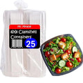 Mr Miracle Clear Plastic Takeout Containers - Durable and Sturdy Clamshell Food Boxes for To-Go and Storage - 8x8x3 Disposable Clam Shell Containers, 25 Pack - Easy Open Hinge Design - size: 8" x 8" - 25 Count