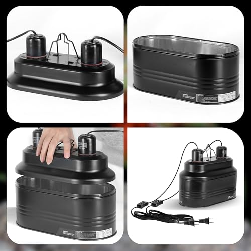 Simple Deluxe Dual Reptile Light Fixture 160W, Reflector Dome Heat/UVB Lamp Cap, for Small Animal Terrarium and Tortoise Habitat - size: Dual Dome Light 160W