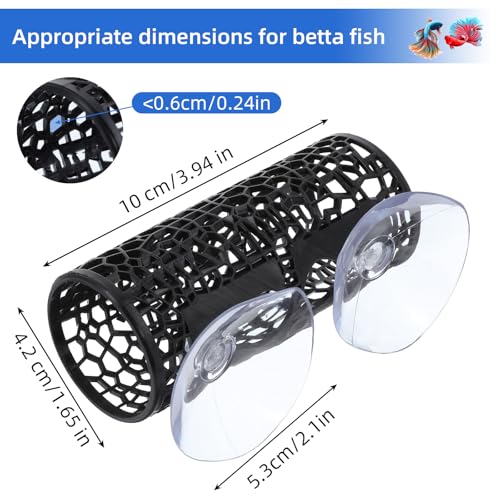 Betta Fish Toys, Black Betta Fish Tunnel Hammock, Safe Aquarium Decor for Smallfish Shrimp, Bettas Tank Accessories with Suction Cups Perfect for Hideout and Play Area - color: Black