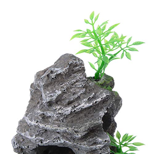 Saim Aquarium Mountain View Stone Ornament, Artificial Mountain Hill View Stone Rock Cave Aquarium Decorations Fish Tank Decor for Betta Cichlids Hideaway Cave, Hermit Crab Hideout - Small