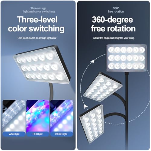 Full Spectrum 10W Fish Tank Light Enhanced Edition LED Aquarium Light with Lens, 3 Adjustable Modes(Suitable for 7-16 Inch Tanks)