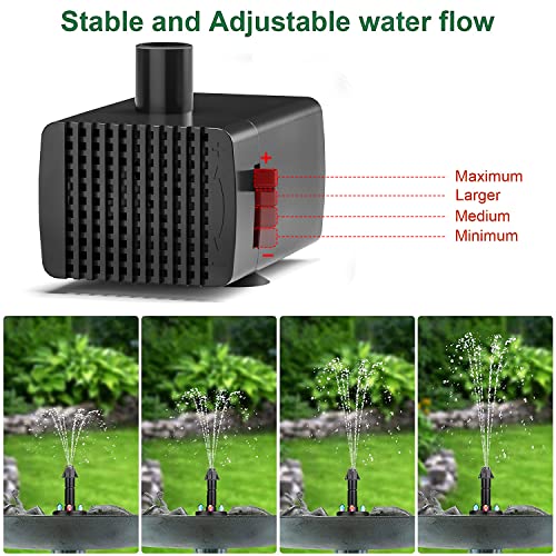 Jutai 24-Hours Working Bird Bath Fountains Electric, Adjustable Quiet Water Fountain Pump with LED Lights for Garden,Small Fish Tank, Pond,Water Features - 7 Nozzles,16.4Ft Power Cord - color: Colorful