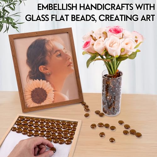 1LB Glass Marbles, Transparent and Smooth Flat Glass Beads for Vases, Mosaic Gem Pebbles for Aquarium Decor, Floral Arrangements, Mancala Stones, Vase Filler and Crafts, Brown - color: Brown