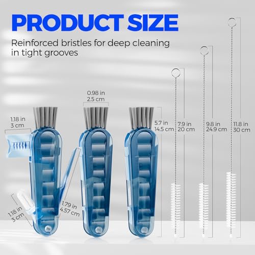 6 Pack Holikme 4 in 1 Cup Lid Cleaning Brush Set with 3 Straws, Multifunctional Bottle Brush, Silicone Cup Lid Gap Cleaner, Durable Bristle Crevice Cleaning Brush, Navy - color: Navy