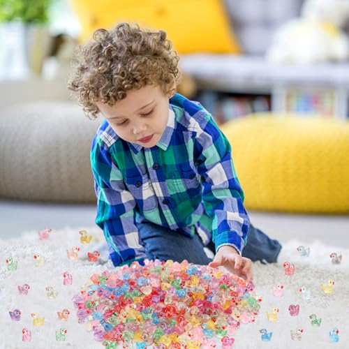 240 Pcs Glitter Mini Resin Ducks, Colorful Tiny Small Plastic Ducks Figures to Hide Little Resin Animals Bulk for Miniature Landscape Aquarium Potted Dollhouse Fairy Garden Accessories Decorations - style: Glitter Ducks