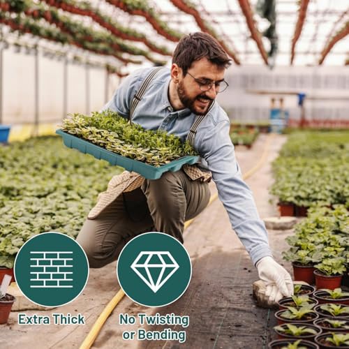 YoleShy 5 Packs Seed Starter Tray with Dome Reusable Plastic Plant Growing Trays with Humidity Domes Lids Thickened Sturdy for Seed Starting Germination Growing Seedling Propagation,14.5"x9" - size: 5 Pack with Domes - Green