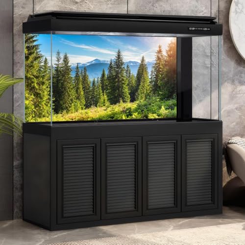 Majestic Mountain Forest Aquarium Background Scenic Evergreen spruce coniferous trees Fish Tank Background High mountains Pine Tree Terrarium Backgrounds Green Meadows Reptile Tank Backgrounds 24x12in - color: Jade Green, size: 24(W)x12(H)in