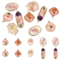 Transparent Flower Resin Charms Round Gold Edge Dried Floral Pendants Flat Round Clear Gold Foil Floral Charms for Necklace Bookmark Keychain Jewelry Making - color: Flower-6