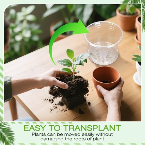 7/6/5/4/3 Inch Clear Nursery Pots with Drainage Trays, 25 Pack Plastic Pots for Plants, Clear Pot for Seed Starting, Transplanting, Succulents, and Indoor Gardening (3+4+5+6+7 inch) - size: 3+4+5+6+7 inch