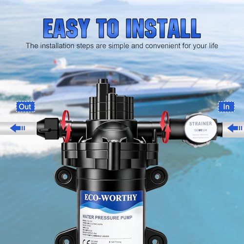 ECO-WORTHY RV Water Pump 12Volt 3.5GPM 50PSI 12V Fresh Diaphragm Pump with Pressure Switch and Self-Priming for RV Yacht Garden Sprayer Food Truck - size: 3.5GPM-50PSI-12V-Barbed Hose Adapters
