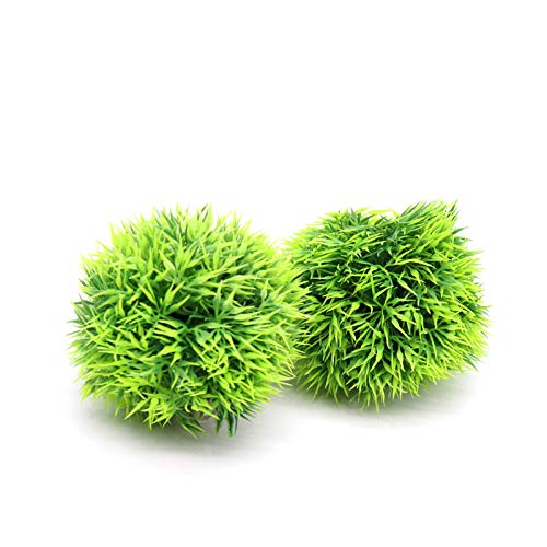 Besimple 4 Pack Aquarium Plastic Plants Grass Ball, Artificial Marimo Balls Green Water Plants Fish Tank Decorations