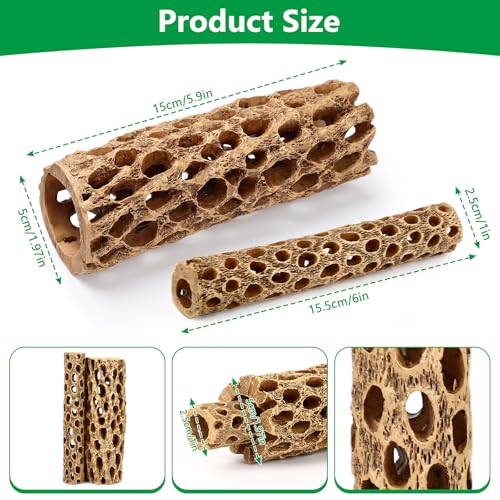 6“ Resin Cholla Wood Aquarium Décor Wood- Realistic Shrimp Hideout & Climbing Toy (6" L×1”Dia, 3pcs)