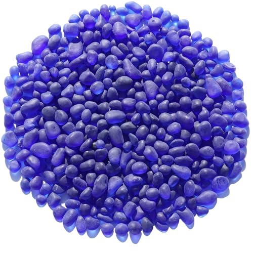 QYGL Sea Glass Stones - 0.55LB Cobalt Blue Frosted Glass Pebbles Gemstones - Perfect for Aquarium Rocks, Fish Tank Gravel, Vase Fillers, DIY Crafts, and Home Decor - color: Cobalt Blue