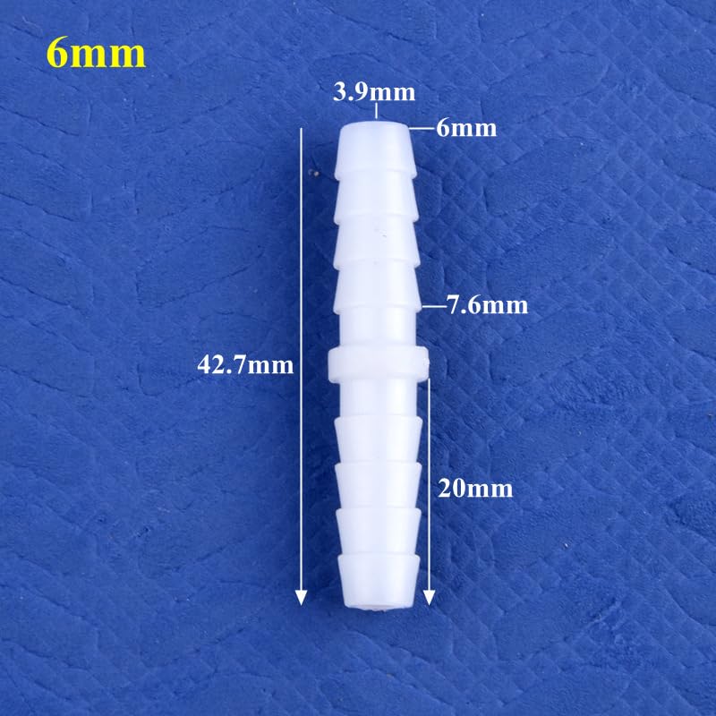 Plastic Hose Barb Fitting, 6mm Straight Equal Barbed Splicer, PE Material, 10 Pieces, for Aquarium and Water Tubing - size: 6-6mm straight through