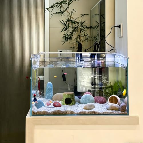 Aquarium Decor Cave Betta Fish Aquarium Accessories Ornaments Hiding Cave Wooden Stake Shape Hideout for Shrimp Cichlid Hermit Crab, Octopus Hiding Breeding for Tank (Green) - color: Light Green