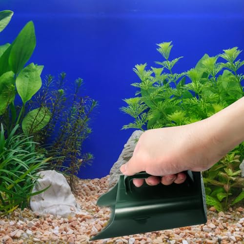 Kisangel Aquarium Gravel Shovel Plastic Fish Tank Sand Scoop with Drainage Holes Multifunctional Sediment Cleaning Tool for Fish Tank Maintenance