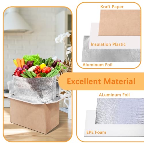 Double Insulated Shipping Boxes,10 Pack Cold Shipping Boxes with Aluminum Foil Insulated Bag,Small Mailing Box Styrofoam Box for Shipping Frozen Food,Mailing,Packing,Moving,9" x 6" x 5"