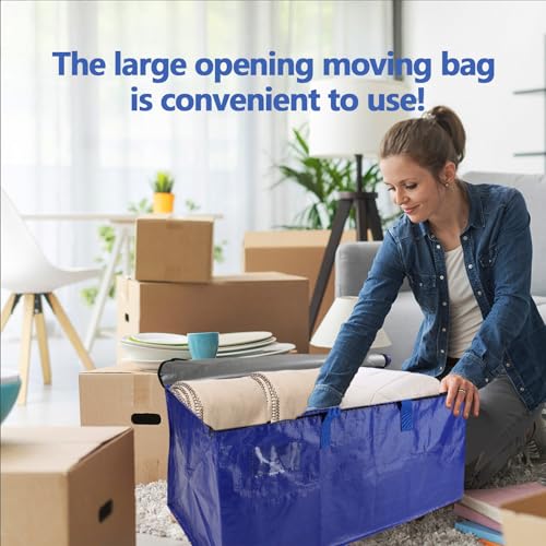 4 Pack Waterproof Moving Bags with Strong Zippers and Reinforced Handles, Real 100lb Capacity Extra Heavy Duty Large Storage Totes for Packing & Moving Storing, Alternative to Moving Boxes -95L,Blue - color: Blue, size: 4 Pack