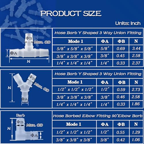 42PCS Plastic Hose Barb Fittings, T/Y Shaped Aquarium Airline Tubing Connectors, 90 ° Elbow Barbed Hose Fittings, Barb Joint Splicer Mender Adapter Union for Low-pressure air, aquarium aeration.