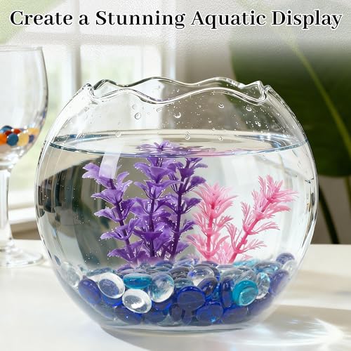 Blue Mixed Flat Glass Marbles, 0.97 lb Transparent Vase Filler Pebbles Gems, Decorative Glass Beads for Vases, Table Scatter, Crafts, Floral, Mancala Stones, Aquarium Rocks for Fish Tank - color: Blue Mixed