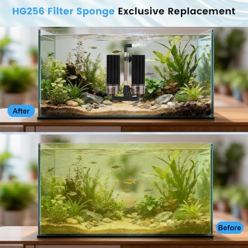 hygger Pack of 4 Replacement Sponges for Aquarium Vertical Stripes Double Sponge Filter (M)