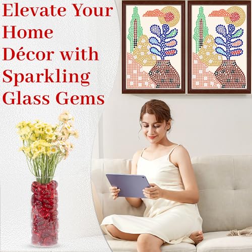 Red Flat Glass Marbles, 0.97 lb Transparent Vase Filler Pebbles Gems, Decorative Glass Beads for Vases, Table Scatter, Crafts, Floral, Mancala Stones, Centerpieces, Aquarium Rocks for Fish Tank - color: Red