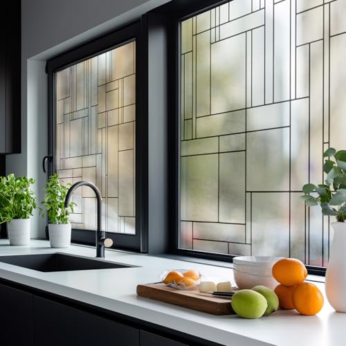 Skyline Window Privacy Film by Artscape - Textured Leaded Glass Design, Static Cling, Day and Night Privacy, UV Protection, Long-Lasting Vinyl, Made in USA - 36 x 72 Inch - color: Skyline