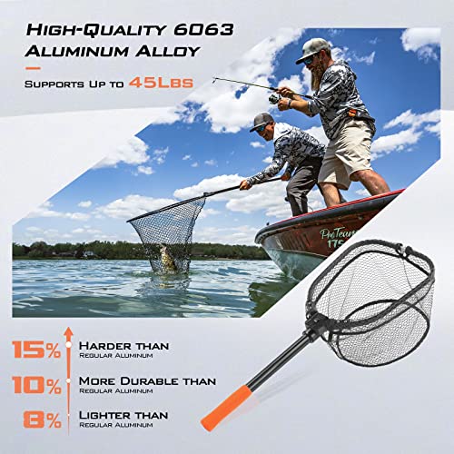 KastKing Brutus Fishing Net, Foldable Extendable Fish Landing Net, Lightweight & Portable Fishing Net with Soft EVA Foam Handle, Holds up to 44lbs/20KG, Fish-Friendly Mesh for a Safe Release - size: 31" Total Length(not extendable), style: Pvc Net