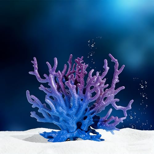 Artificial Coral Aquarium Ornament - PVC Fish Tank Decor for Aquascaping (5.9x5.12x2.17 Inch) - Blue&Purple - color: Blue&purple