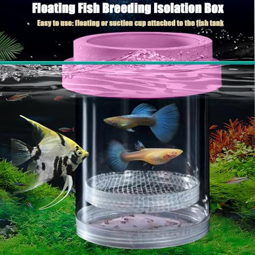 Floating Fish Breeding Isolation Box for Aquarium Tank Plastic Mesh Hatchery Incubator Breeder Box for Baby Fish Betta Shrimp Clownfish Guppy (Pink,Medium) - color: Pink