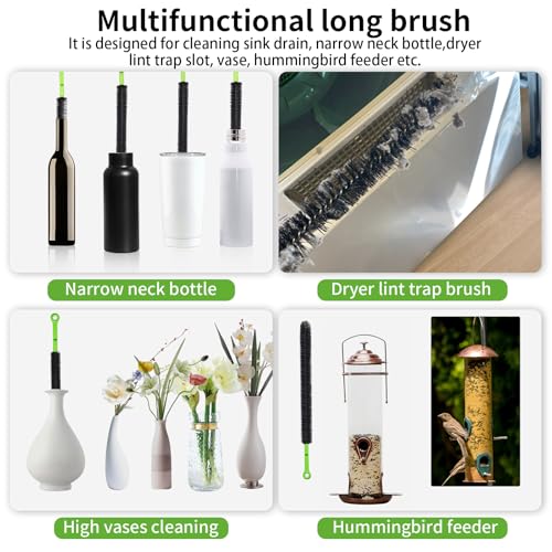 2 Pcs 17” Flexible Sink Drain Cleaner Brush Long Pipe Cleaner Brush for Cleaning Home Kitchen Sink Buthtub Snake Tube Hair Drain Clog Remover Brush for Shower and Tub Hair Clogs Bendable Sewer Drain