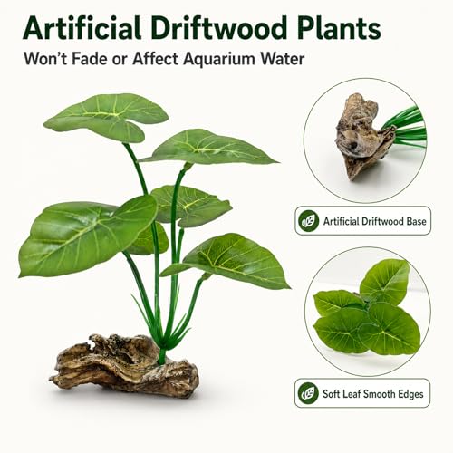 2-Pack Aquarium Decor Fish Tank Decorations 6-inch Betta Fish Tank Plants Leaf Hammock, Artificial Silk Aquarium Plants Betta Tank Accessories, Goldfish, Reptiles Plant Decor Driftwood - color: A (2-pack)