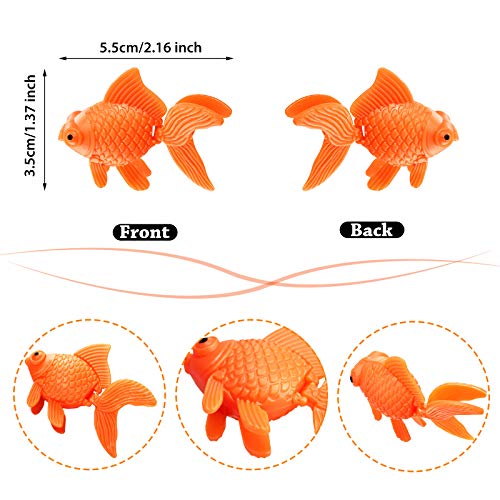 Sumind 30 Pieces Fake Goldfish Plastic Floating Artificial Aquarium Fish Realistic Moving Orange Goldfish Ornament Decorations for Aquarium Tank