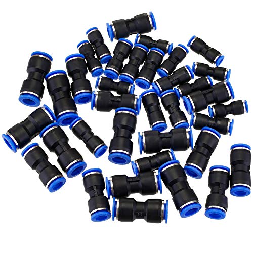 Honoson 40 Pieces Straight Push Connectors, Push To Connect Fittings Quick Release Pneumatic Connectors Air Line Fittings Connect Air Hose Fittings, 2 Way