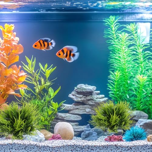 Telooco 3 Pack Aquarium Plants Plastic Realistic Fish Tank Plants with Weighted Base Small Aquarium Grass Fish Tank Decorations (Green) - color: Green