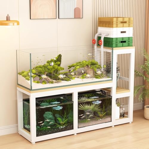 Fish Tank Stand,Heavy-Duty Large Fish Tank Storage Rack, Reinforced Steel Frame, High Capacity Organizer for Home & Pet Shop Use, 45cm/17.7in (White) - color: White, size: W 45cm/17.7in