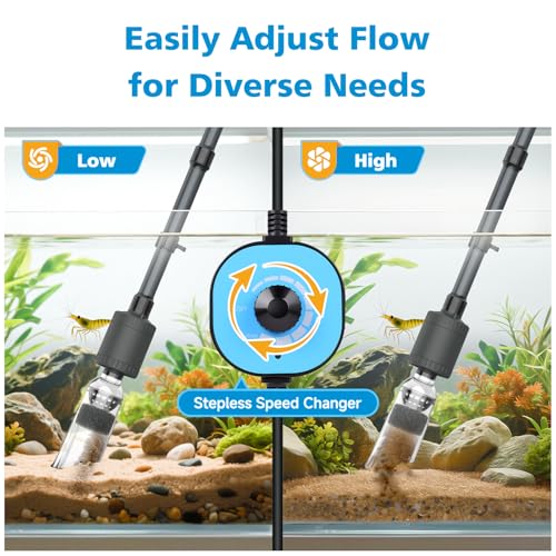 fishkeeper Aquarium Vacuum Gravel Cleaner, 25W 6 in 1 Multifunction Fish Tank Cleaner Kit for Automatic Water Change, Wash Sand, Water Circulation Infinitely Adjustable Flow Fish Tank Cleaner Vacuum
