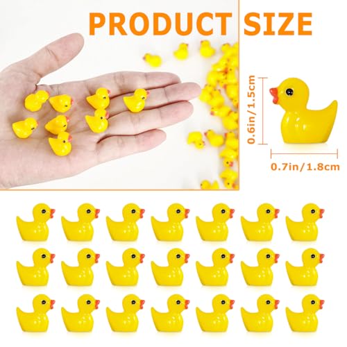 Arcimatto 240 Pack Mini Ducks Tiny Resin Duck Bulk, Decor Duck Figures for Miniature Dollhouse Decor Garden Aquarium Potted Ornament, DIY Charm Crafts Hide and Seek Prank Party Favor Toys Gag Gifts - style: Yellow Ducks