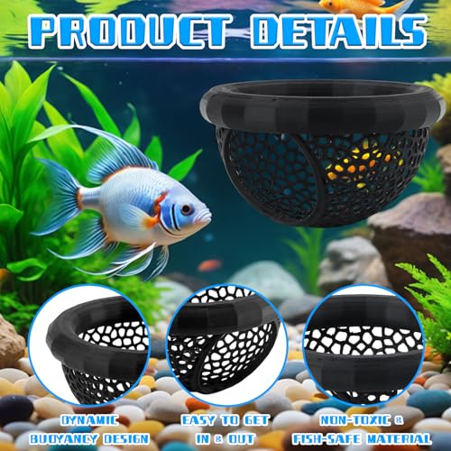 2 Pcs Floating Betta Hammock, 3D Printed Aquarium Betta Fish Hammock with Feeding Ring & Hide Cave, Dual Size Betta Fish Tank Accessories for Betta, Shrimp & Small Fish Resting & Feeding (Black)