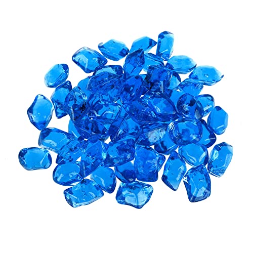 Onlyfire 1/2-Inch Polygon Fire Glass, 10 Pound Pack Glass Rock for Fireplace Fire Pit & Lanscaping, High Luster Cobalt Blue - color: Cobalt Blue, size: 1/2 inch