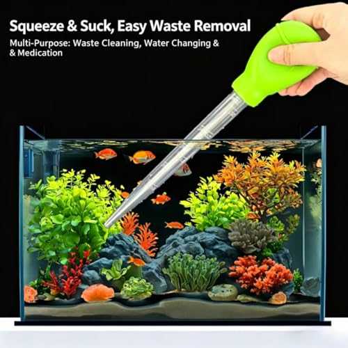 2Pcs Extra Long Turkey Baster for Aquarium, 50ml Aquarium Water Changer Siphon for Fish Tank Cleaning, Waste Remover for Aquarium, (Blue-17.7IN)