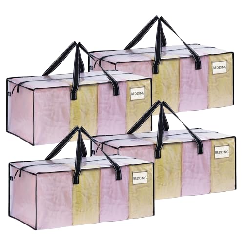 VENO 4 Pack Heavy Duty Moving Bags, Clear Packing Bags for Easy Visibility, Alternative to Moving Boxes, Storage Bins for Clothes, Blankets, Comforters, College Dorm Essentials (Clear, 4 Pack) - color: Clear, size: 4 Pack