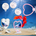 Betta Fish Toys, 2 PCS Heart Fish Exercise Ring and Nitrifying Balls Set, Heart Betta Mirror Toy Set, Feeding Ring with Suction Cup, Fishing Tank Accessories for Gifts (Pink) - color: Pink Heart