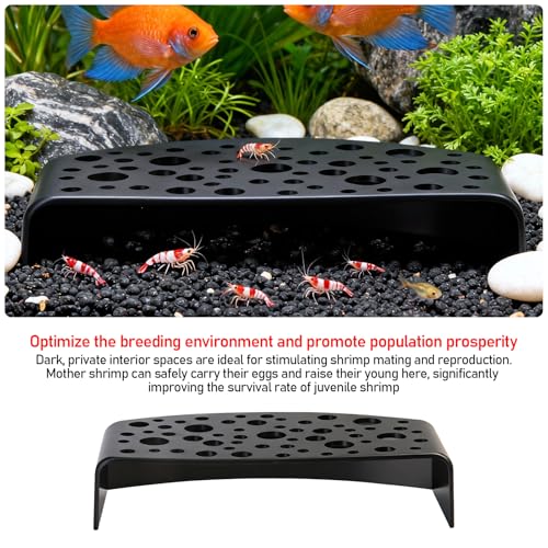 2-Pack Black Shrimp Hides, Aquarium Cave Hides with Multi-Sized Holes, Secure & Stable Breeding & Viewing Caves for Cherry Shrimp, Dwarf Shrimp and Small Fish