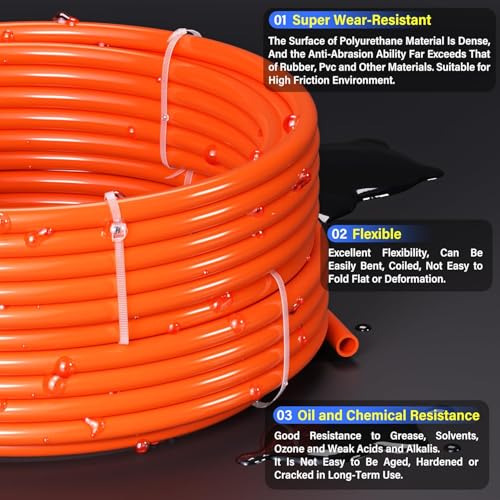 TAILONZ PNEUMATIC Orange 6mm OD 4mm ID Polyurethane PU Air Hose Pipe Tube Kit 32 Meter 100ft - color: Orange, size: 6mm OD/100ft/32m