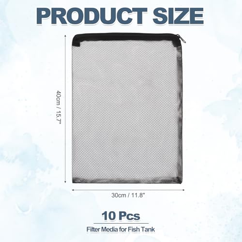 Aquarium Filter Media Bags, Fish Tank Fine Mesh Bag with Zipper Reusable Versatile 16 x 12 Inch, (Black, 10Pcs), Intended for Fish Tank/Aquarium/Pond/Activated Carbon/Ceramic Rings - color: white, size: 16 x 12 in