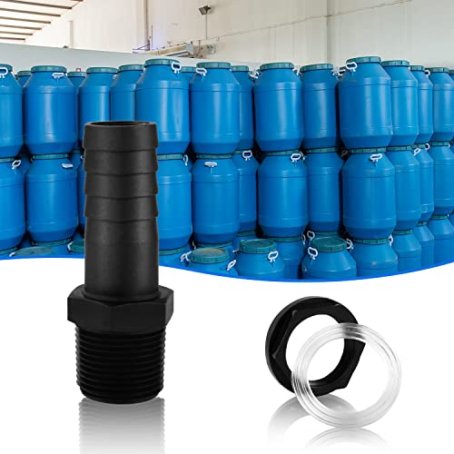 2 Sets PVC Bulkhead Fitting 1 Inch PVC Bulkhead Water Tank Connector Adapter Fitting with Rubber Seal Rings and Locking Nuts for Rain Barrels, Water Tanks, Aquariums (Black)