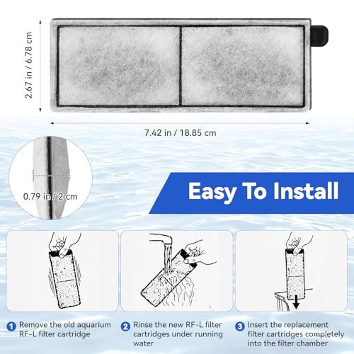 8 Pcs RF-L Fish Tank Filter Cartridges for Topfin L Retreat Filters,Aquarium Replacement Large Filter Cartridge with Carbon Compatible with Top Fin Desktop Aquariums with Large Retreat Filter